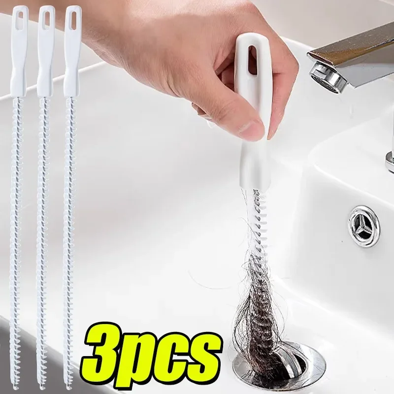 Hair Sewer Sink Cleaning Brushes Drain Cleaner Pipe Dredging Brush Bathroom Flexible Cleaner Kitchen Clog Plug Hole Remover Tool