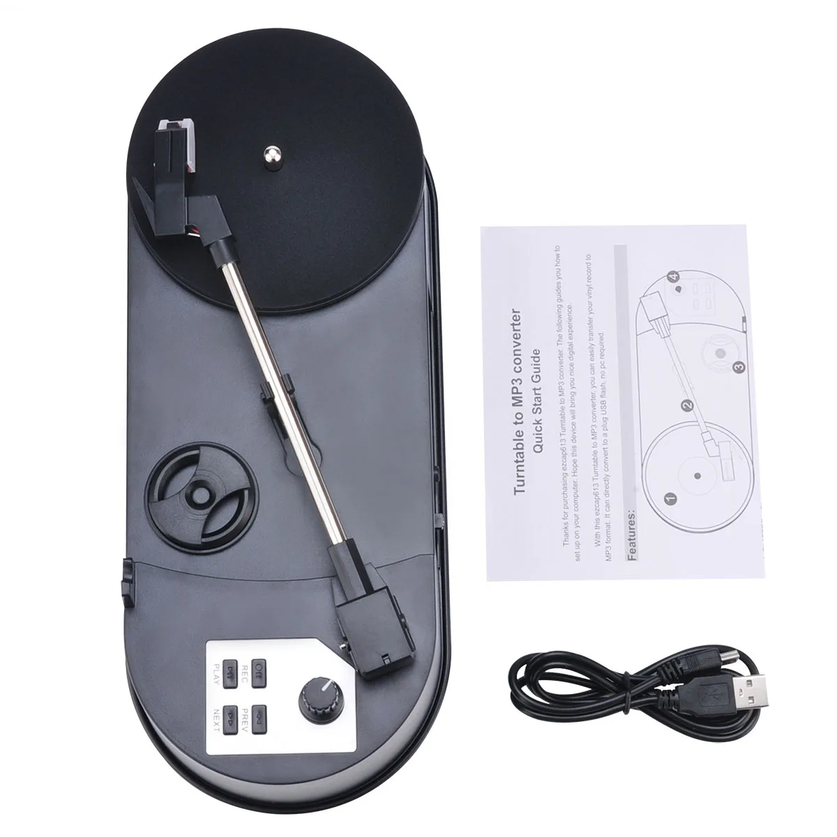 

Mini Record Player, Vinyl-to-USB/MP3 Converter, Dual Speed (33/45 RPM), ezcap613p