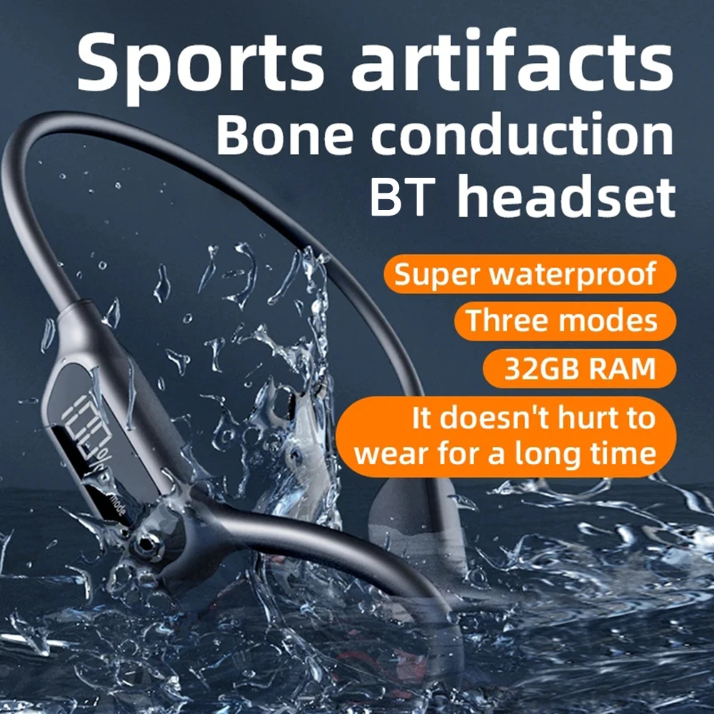 X10 IPX8 Waterproof Swimming Bone Conduction Wireless Headphone Bluetooth 5.3 32GB MP3 Player HIFI Bass Music Sports Earphones