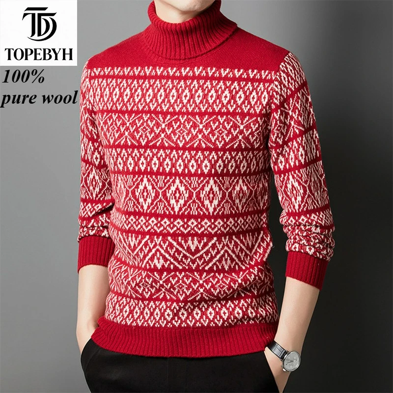 

100% Pure Wool Warm Sweater Trend Casaul Long-Sleeve Wool Sweater Knitted Pullover Tops