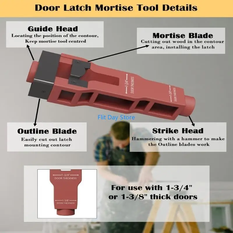 F92C Door Latches Mortise Tool Professional Hole Puncher for 1-3/8 or 1-3/4inch Thick