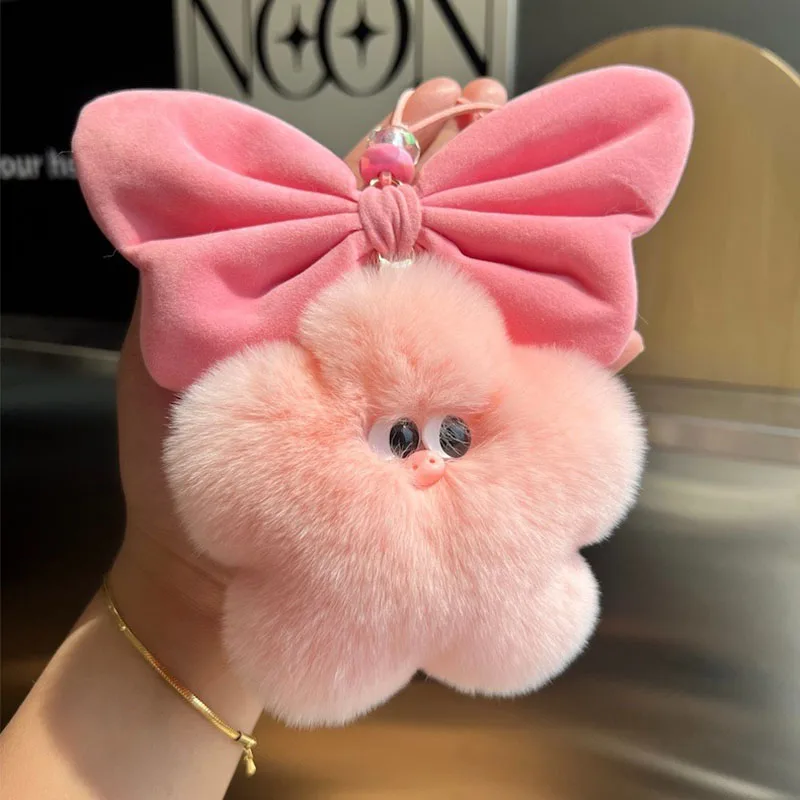 Venta caliente creativa Rex Bola de piel de conejo estrella cerdo colgante llavero chica bolso colgante llavero de coche muy buen regalo del día de la madre