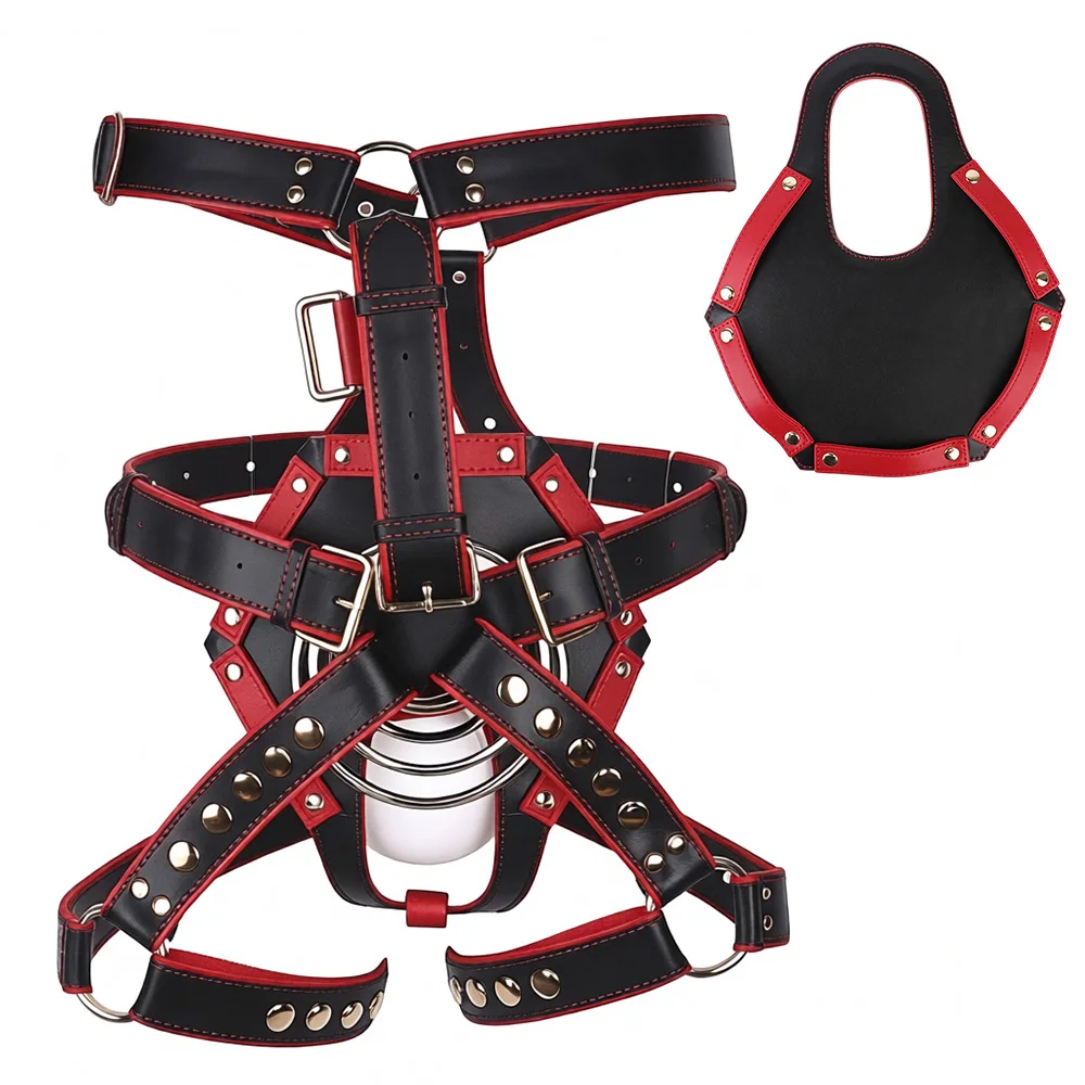 ANOSX Body Bondage Harness Restraint Straps Adult Control Belt Kit Neck To Thigh Strap Collor With Cock Ring Strap On Underwear