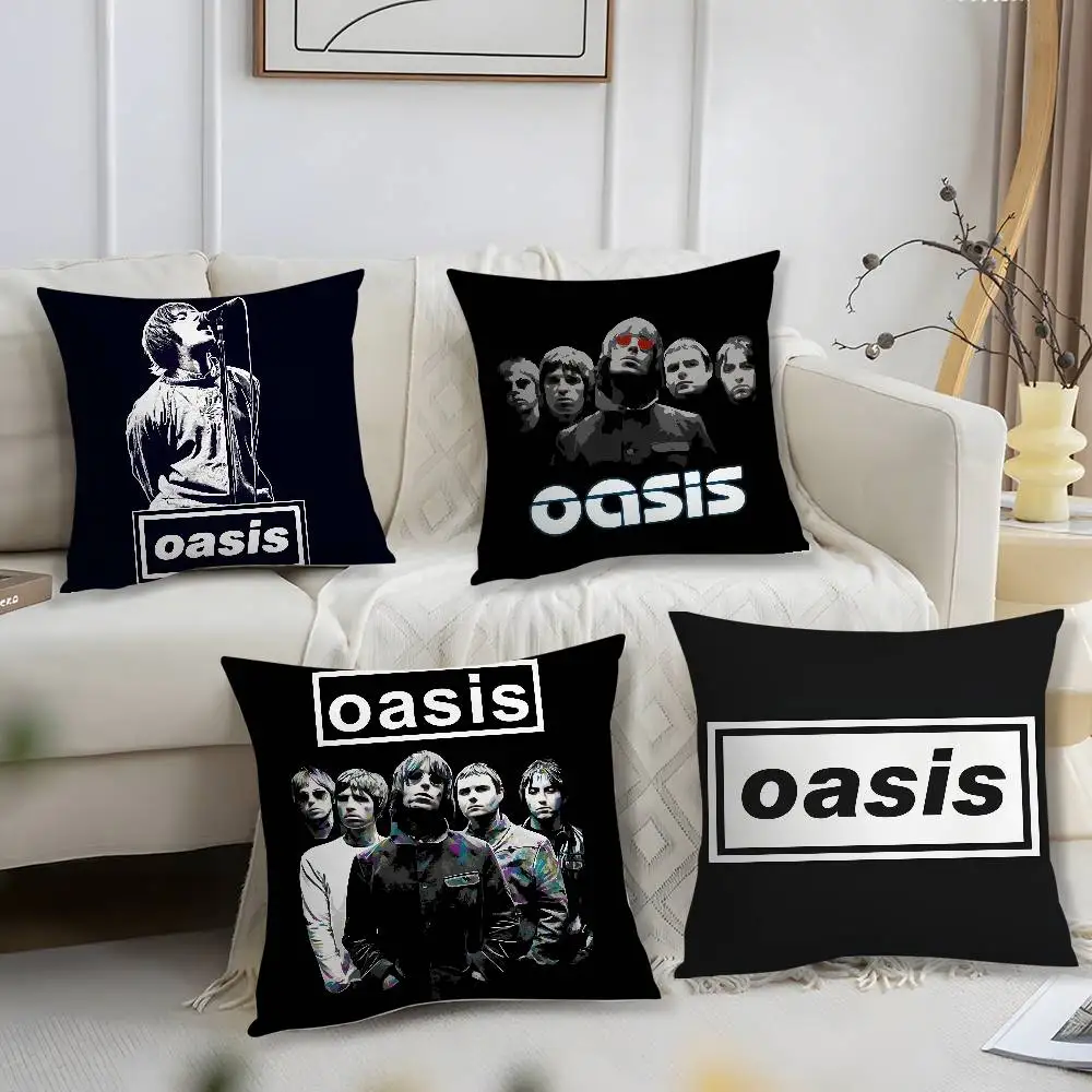 O-Oasis Rock Band Pillow Case Short Plush Print Cushion Cover Square Throw Pillow Covers Sofa Home Decor