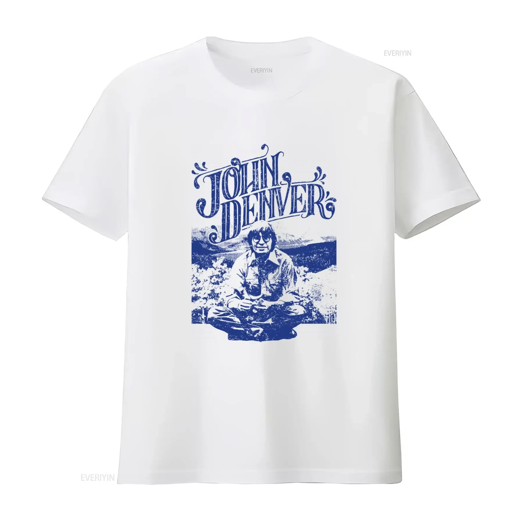 Vintage Style John Denver Field Photo T Shirt for Music Lovers vintage Washed Casual streetwear Breathable Slightly Unisex Soft