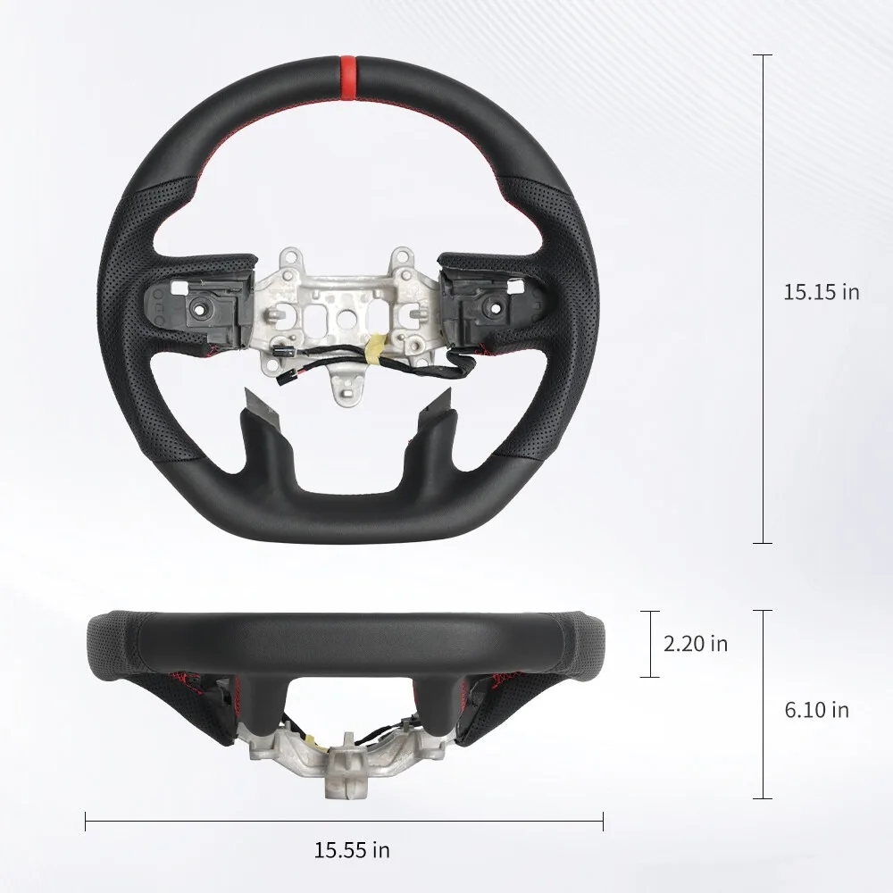 Heated Full Leather Custom Sport Steering Wheel Red Position Line Fit For Dodge RAM 1500 TRX 2019-2024 Car Upgrade Accessories