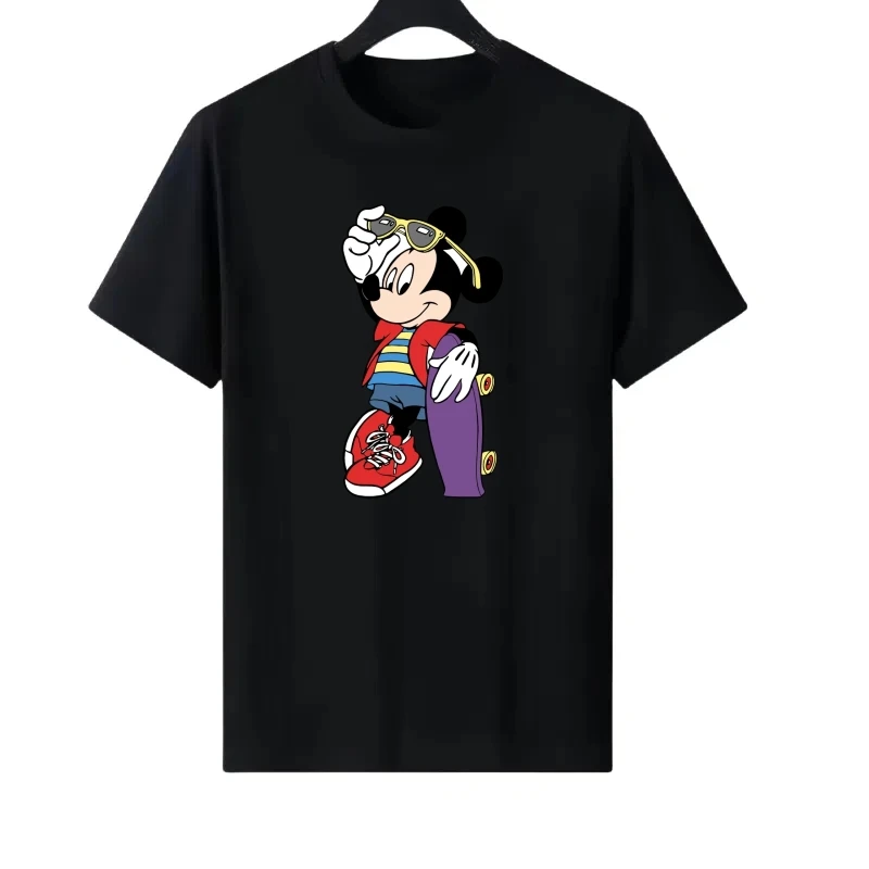 

Disney Mickey Mouse Woman Round Neck Cartoon Parent-child Clothing Loose Tops Ladies Cheap Short Sleeves T-Shirt Men Sweatshirts