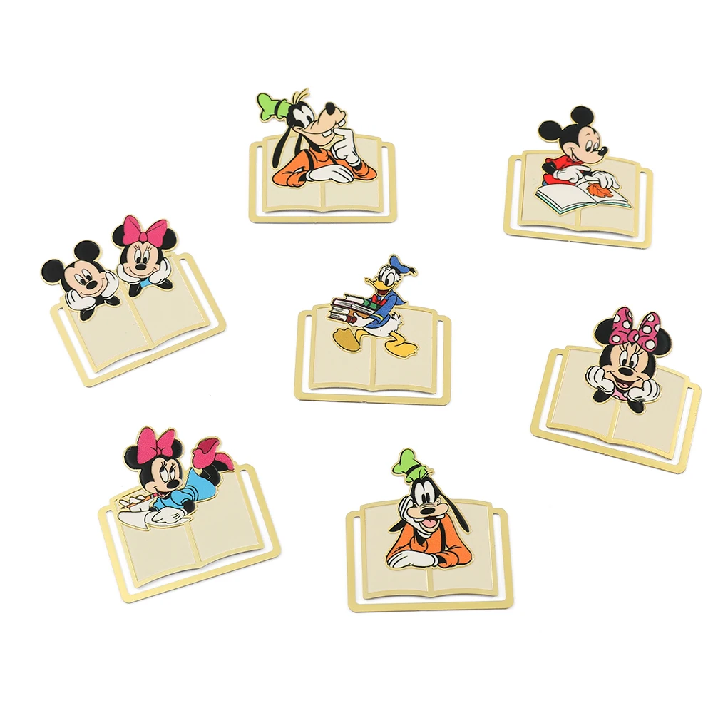 Mickey Mouse Minnie Metal Bookmark Cartoon Kawaii Anime Ambitus Copper Book Page Mark Reading Learning Tool Stationery Gifts