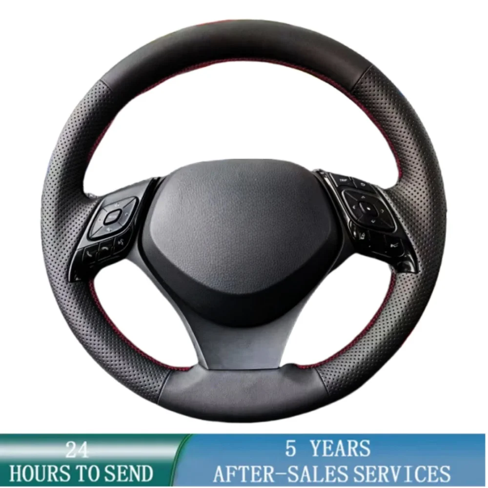 Soft Perforated Leather Cover For Toyota Izoa 2018 2019 C-HR CHR 2016 -2019 Hand Braid Car Steering Wheel Cover Protection Trim