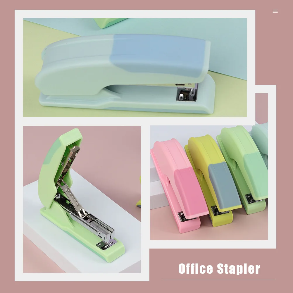 

1pc Plastic Stapler Portable Binding Machine For Office School Study Supplies Book Stapling Tool Desktop File Stationery