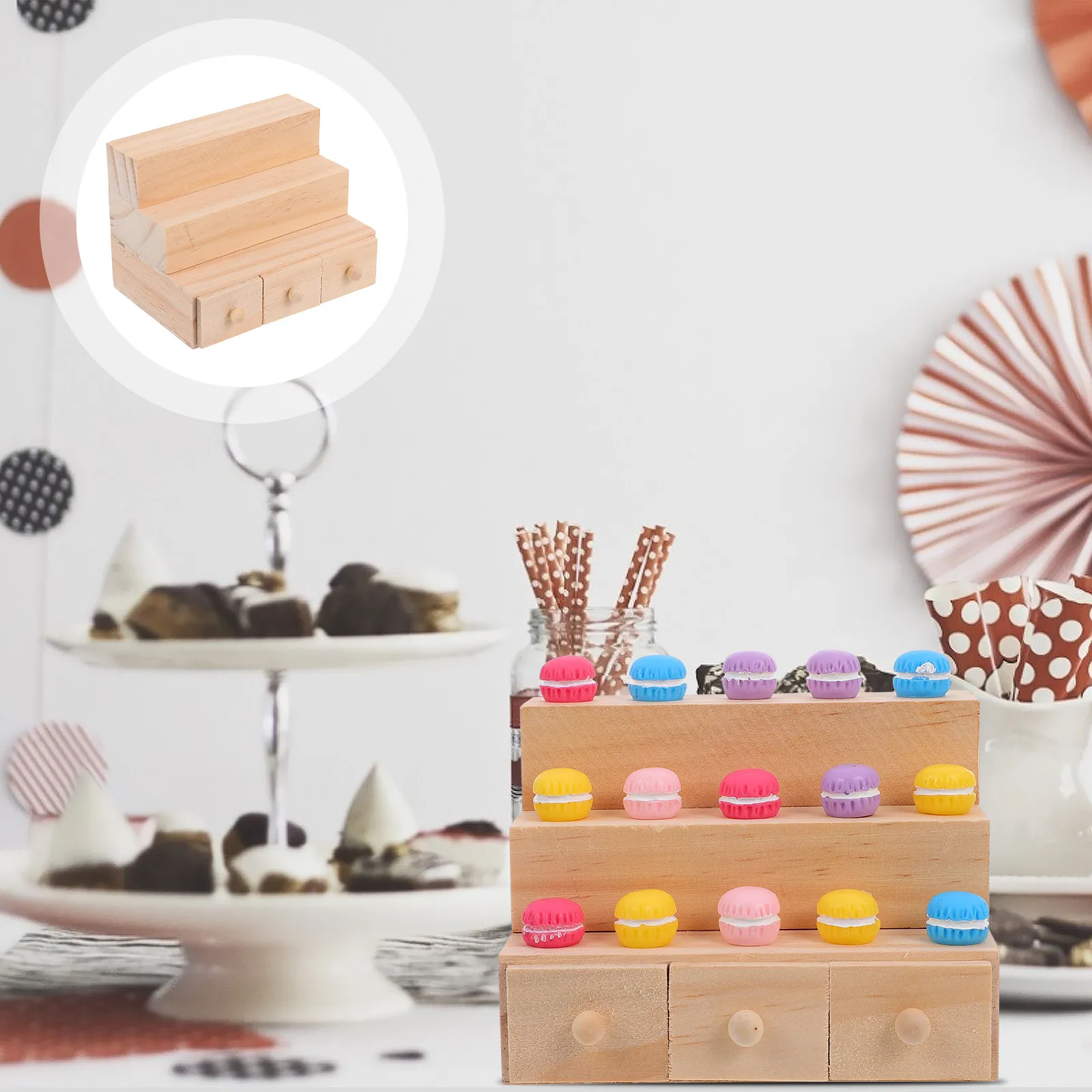 

1Pcs Eco Friendly Wooden Mini Candy Display Cabinet for Dollhouse Decor Micro House DIY Craft Compact Ornament with Fine