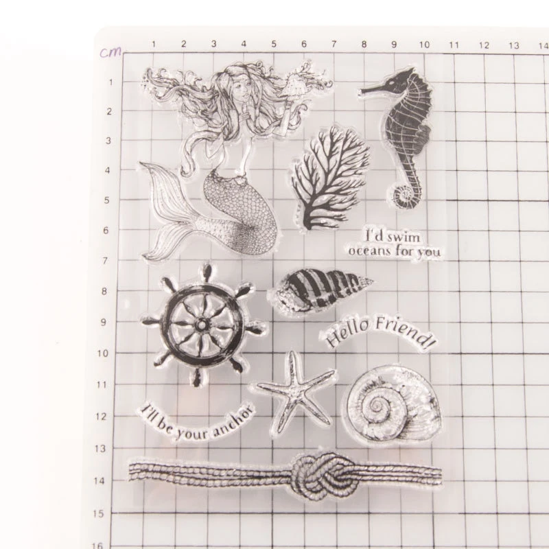 Sea Horse Shell Mermaid Clear Stamps Scrapbooking Material Card Making Diary Junk Journal Decoration DIY Hobbies Craft Supplies