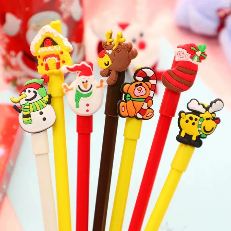 Kawaii Noel Jel Kalem, 0.5mm, Siyah Mürekkep, Sevimli Noel Ağacı, Elk, Noel Baba, Kardan Adam, Okul Kırtasiye, Çocuklara Hediye, 10-40 Adet Lot