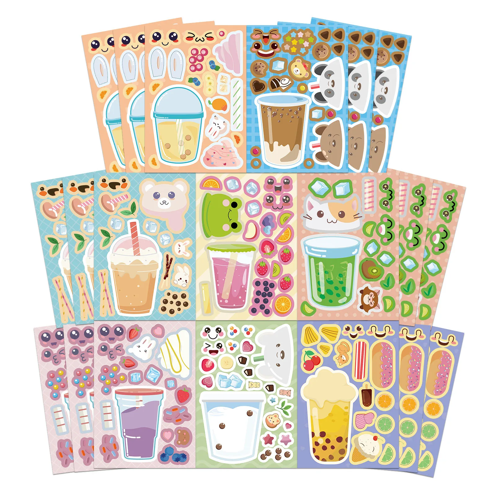 8PCS Milch Tee Collage Aufkleber DIY Buchhaltung Materialien Telefon Fällen Laptops Koffer Wasser Flaschen Wasserdichte Aufkleber