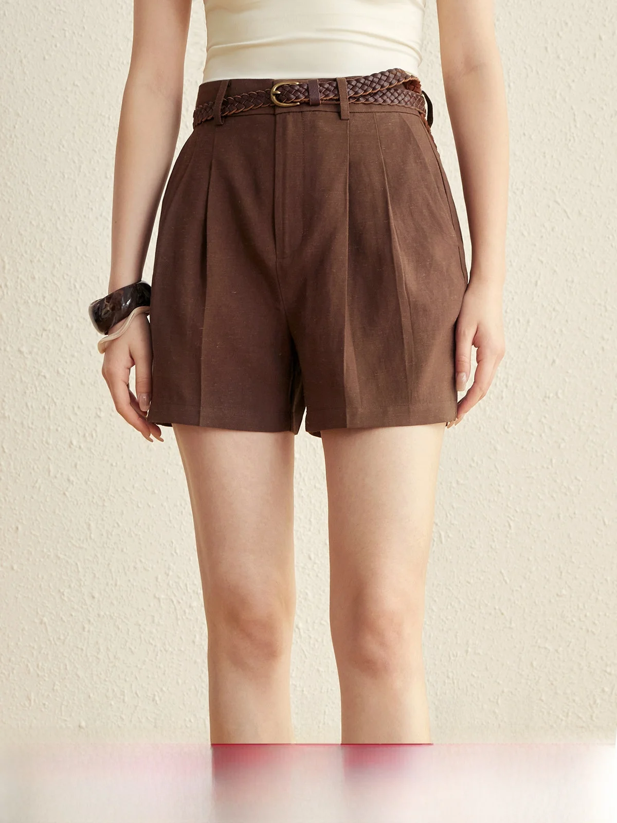 

Casual High Waist Straight Leg Short Pants Texture Sensation Fabric Tailored Spring Summer Essential Pumpkin Valley