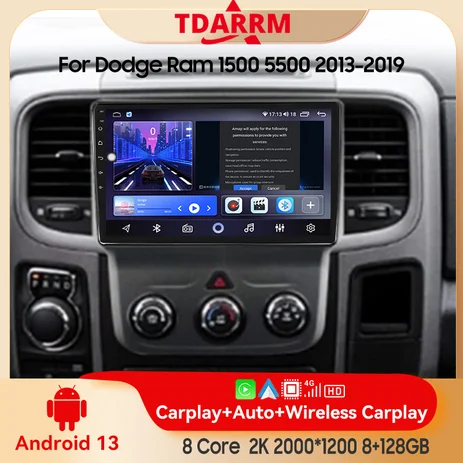 

2 din for Dodge Ram 1500 5500 2013-2017 Android 13.0 Multimedia Player Car Radio Wireless Carplay Android Auto Original Car Menu