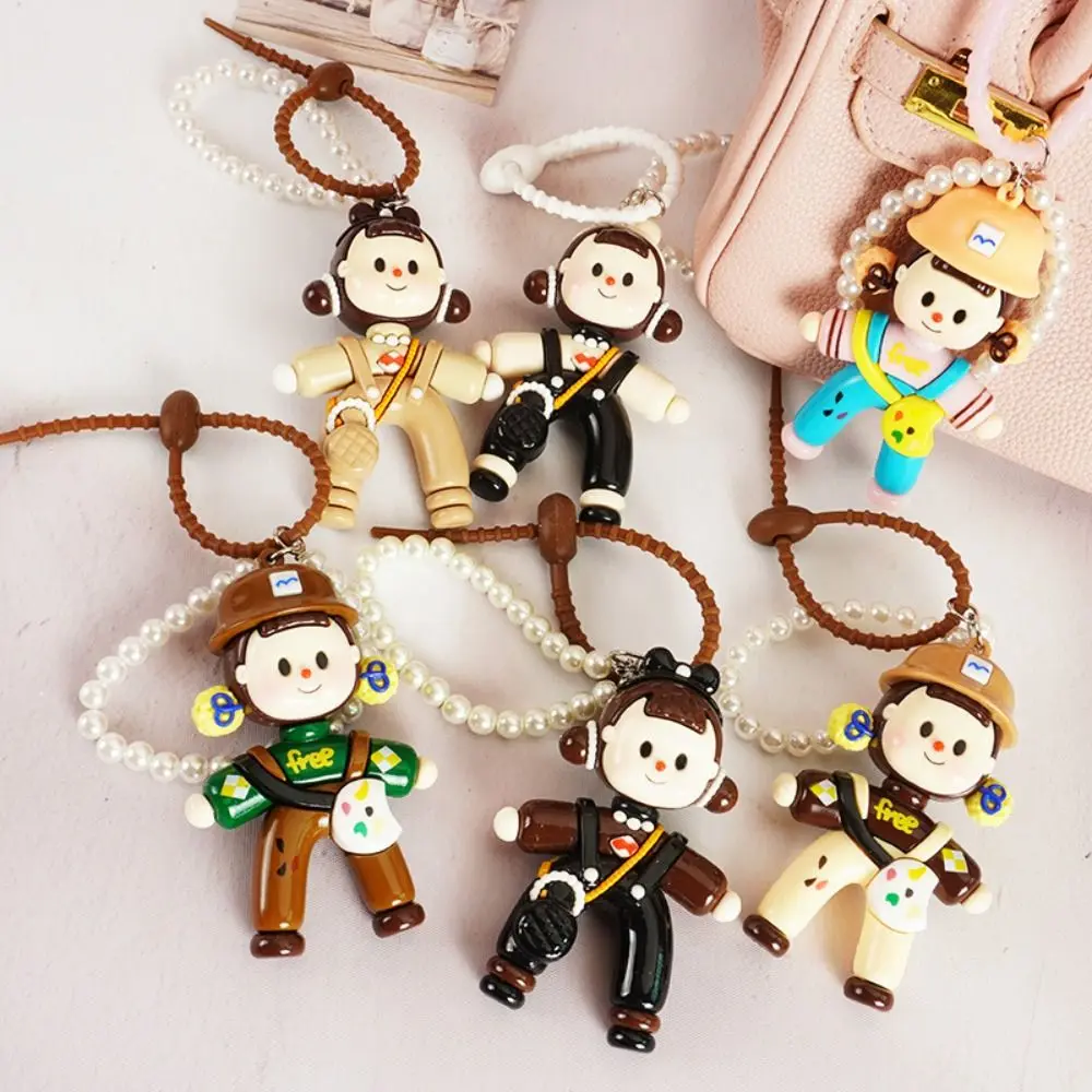 

Милый мультяшный брелок для девочек с жемчужной цепочкой, маленький 3D мультяшный брелок для девочек, подвеска в пластиковом пакете
