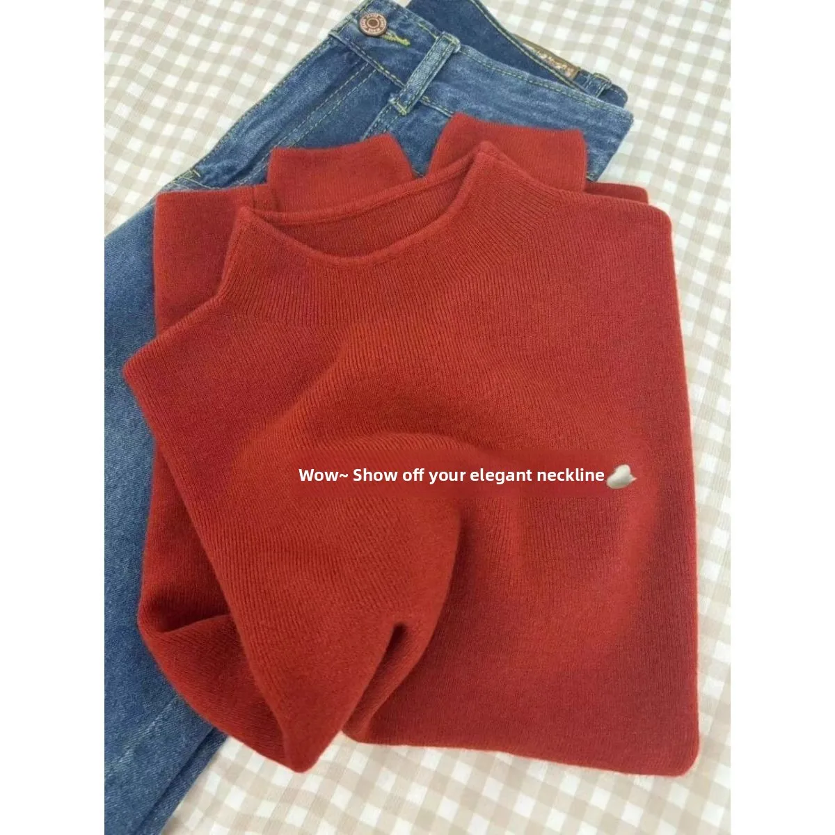 

Slim Fit Pure Purple Knitted Sweater Women's Base Layer Soft Comfortable Korean Sle Simple Inner Wear Commute Faion