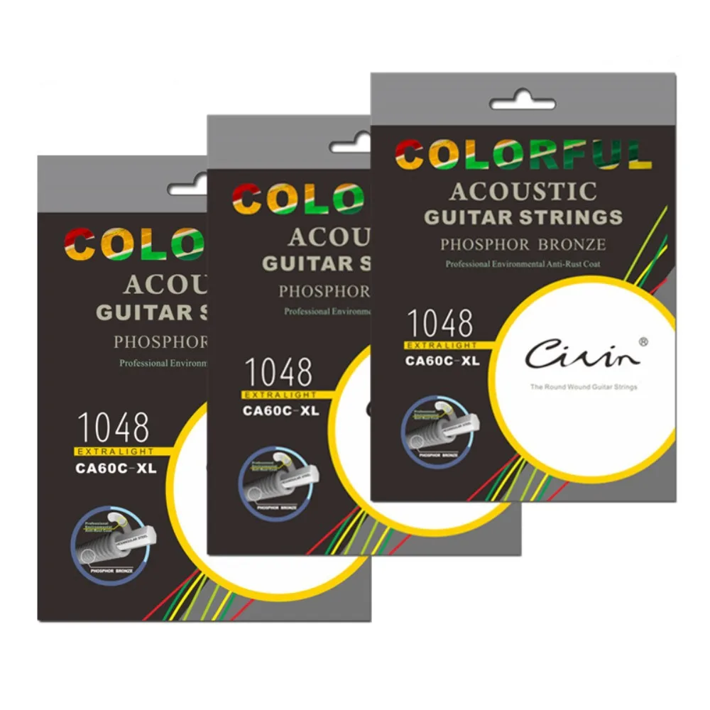 

6Pcs/Set Rainbow Acoustic Guitar Strings Guitar Strings Guitar Parts Electric Guitar Shoulder Strap Universal Colorful