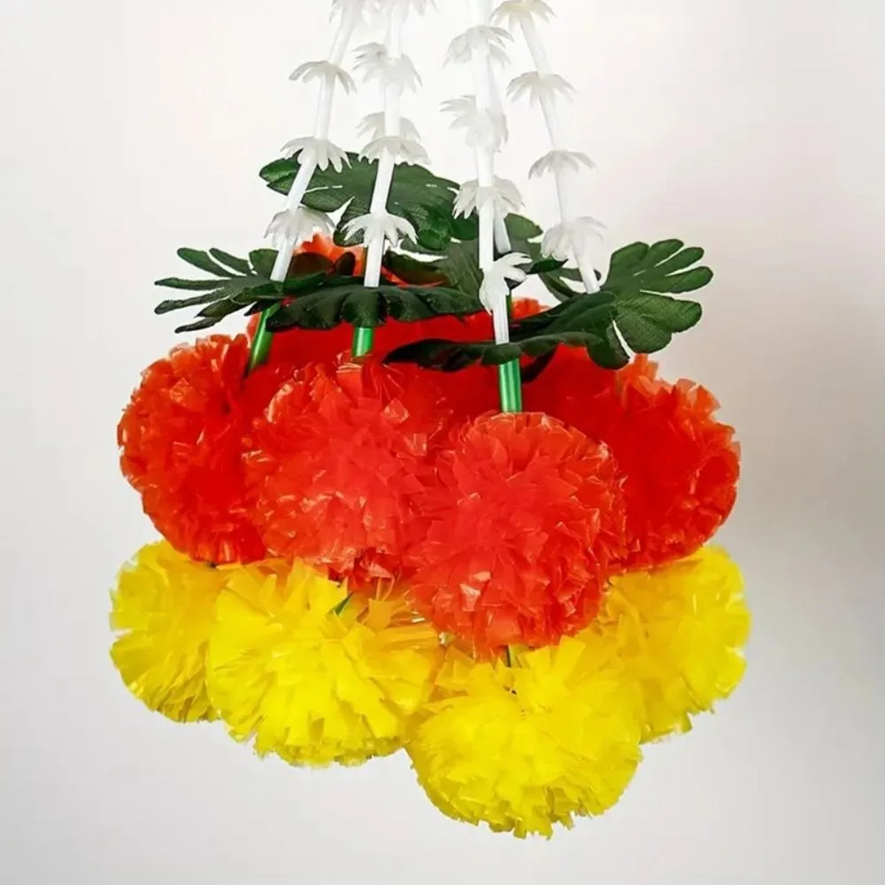 DIY القطيفة جارلاند ​ ​   ديكور أحداث Pooja Diwali Fiesta زهور القطيفة ​ ​   قابلة لإعادة الاستخدام قابلة للانحناء ​ ​   أكاليل زهرة القطيفة
