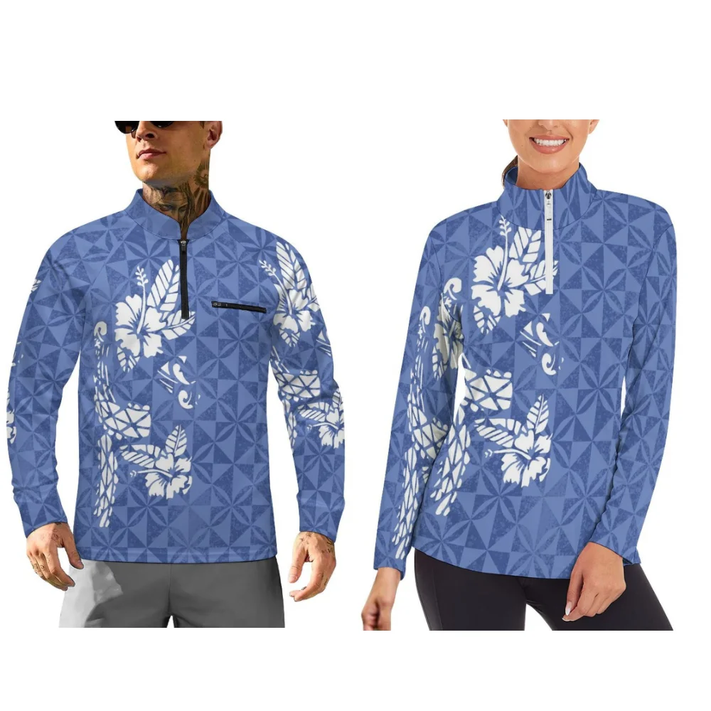 Customizable Polynesian Long-Sleeved Sportswear For Autumn And Winter Long-Sleeved Sports Couple Outfits