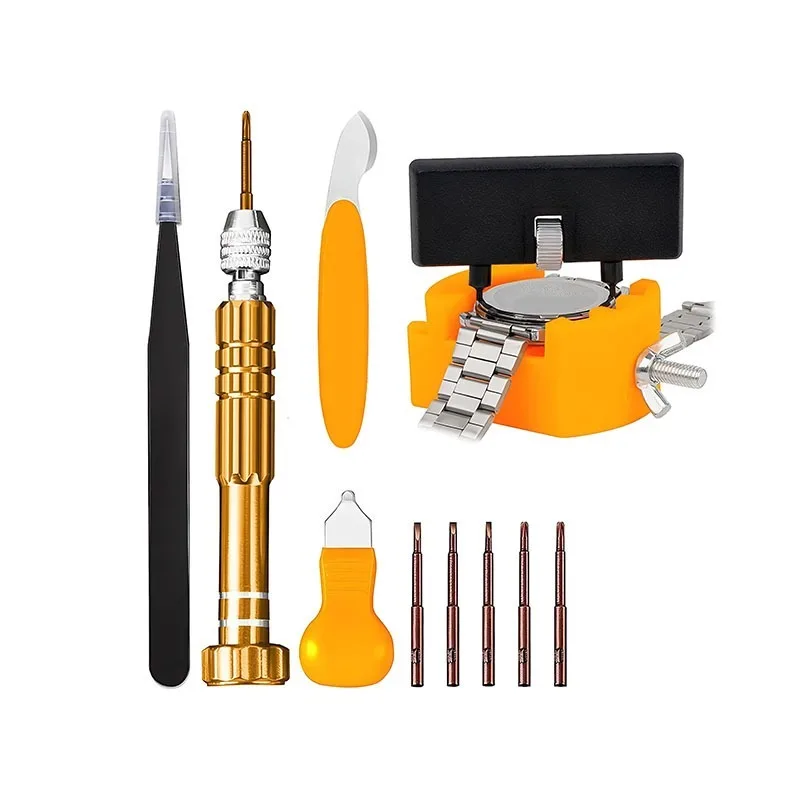 11Pcs Watch Repair Tool Kit, Watch Back Case Press Tool, Battery Replacement & Watch Band Link Removal Set