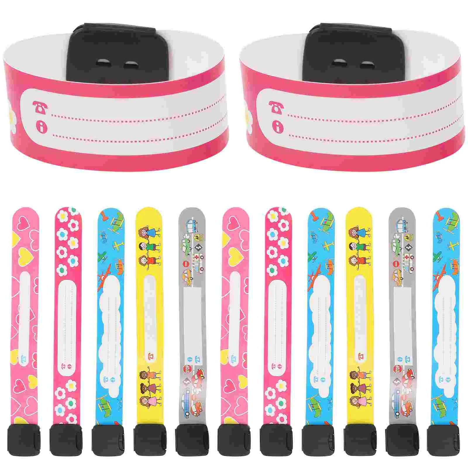 

20 Pcs Wristband for Kids Anti-lost Cartoon Water Proof Can Write Waterproof Child