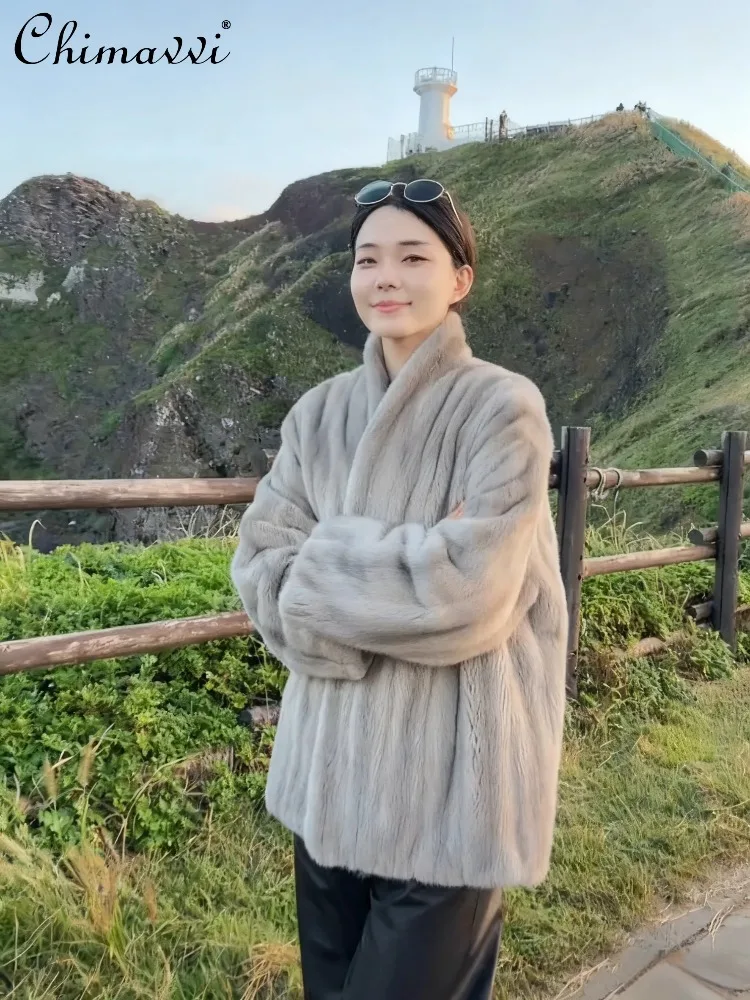 Chaquetas de felpa gruesas y cálidas de estilo coreano para mujer, abrigos de piel sintética holgados y versátiles de manga larga para invierno