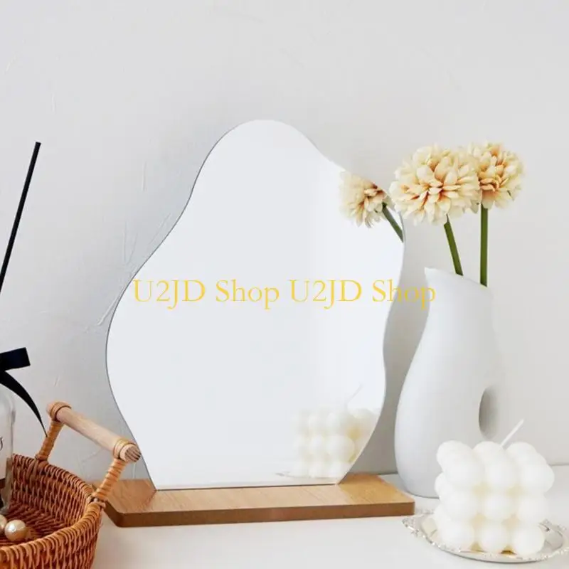 U2JD 간단한 불규칙 거울 홈 데스크탑 메이크업 미러 아크릴 장식 스탠딩
