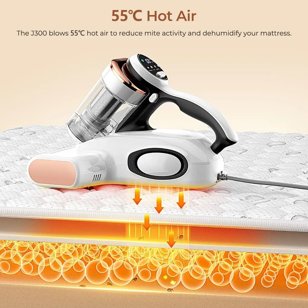 Mattress Vacuum Cleaner with Dust Sensor, with UV & Ultrasonic and High Heating, 13Kpa Suction 500W  Handheld Vacuums