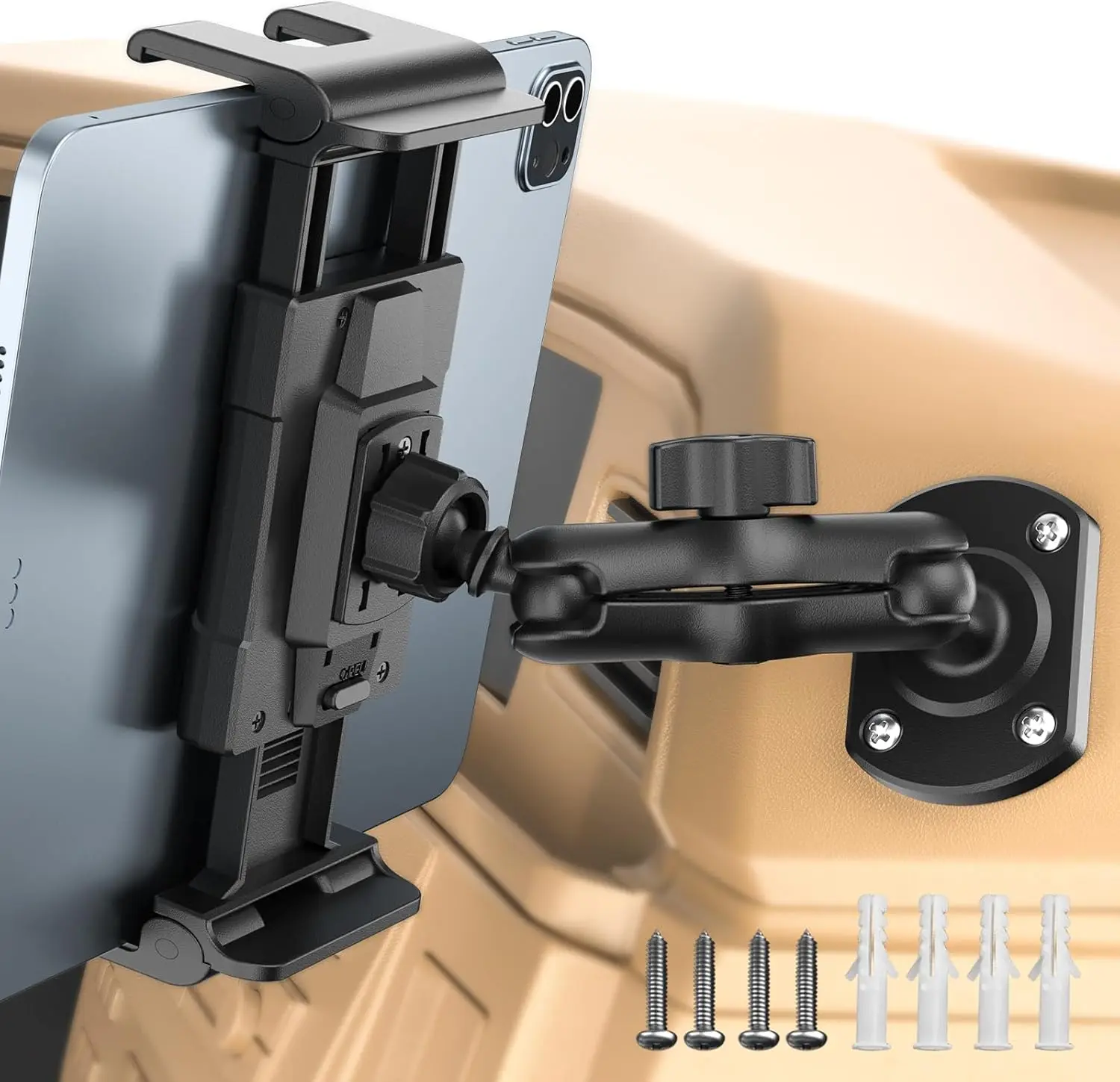 

Heavy Duty Tablet Mount for Car Truck Dashboard with Drill Base 360° Rotation, Compatible with 5-13 inch Tablets, Ideal for Commercial Vehicles Wall Desk