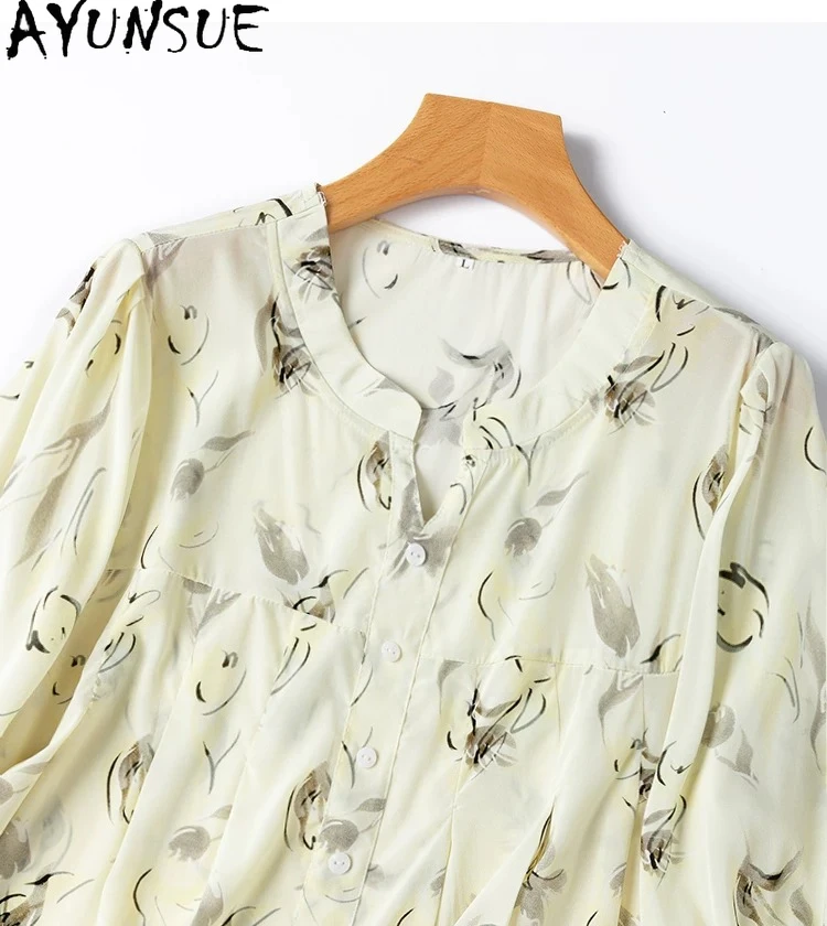 Tcyeek 93% Real Mulberry Silk Shirt Elegant Shirts for Women Spring Summer Clothes Loose Fit Womens Tops 2026 Рубашка Женская