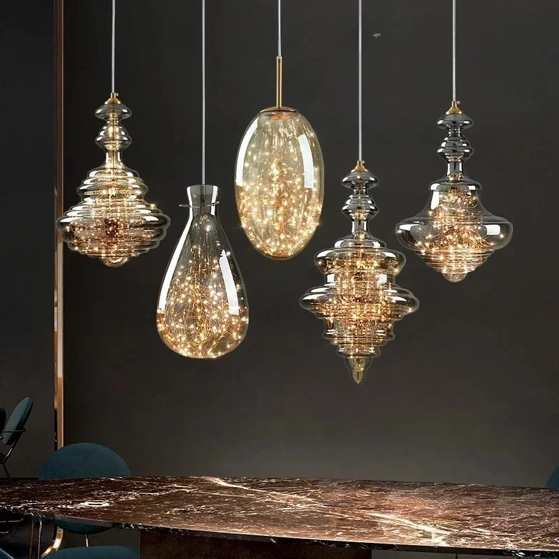 2026 NEW Raindrop Designer Bedhead Pendant Light Luxury Full Copper Crystal Decorative Restaurant Bar Desk Lamp Three Colour