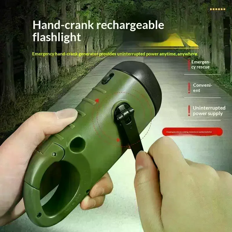 Solar Powered Hand Crank Flashlight Multi-Function Camping Emergency LED Light Outdoor Illumination Power Generation Torch