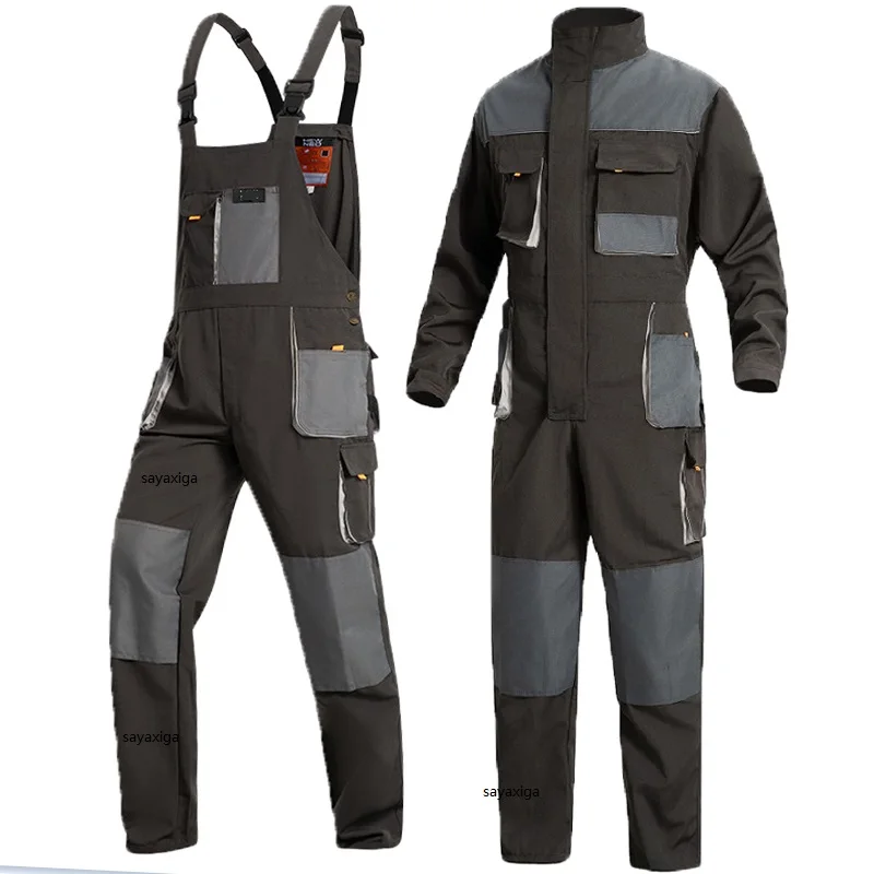 Mechanic Multi-Pocket Coveralls Welding Suits Worker Bib Overalls Protective Auto Repair Strap Jumpsuits Durable Tooling Uniform