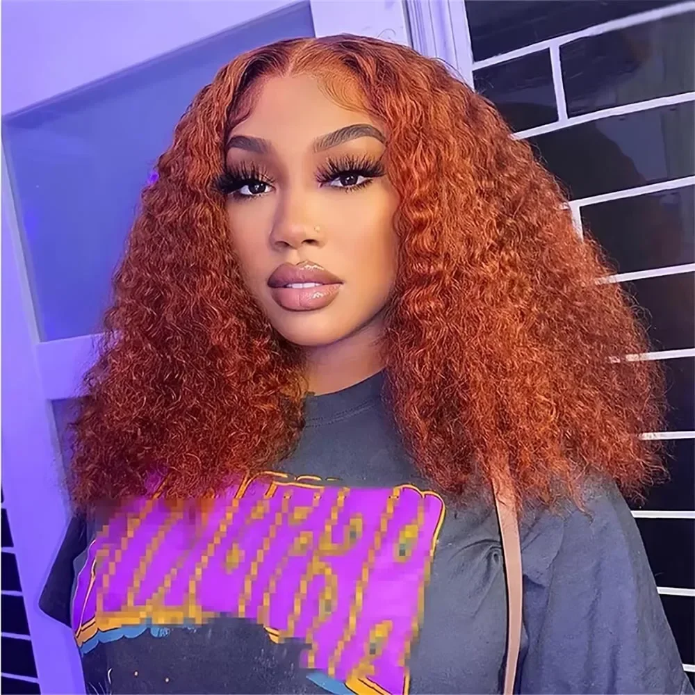 

Ginger Orange T Part Lace Wig Deep Curly Human Hair Wig Curly Bob Wig Human Hair For Women 13x6x1 T Part Lace Wig 350 Cheap