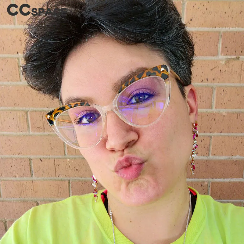 45651 Cat Eye Glasses Frames Plastic titanium Women Trending Rivet Styles Optical Fashion Computer Glasses