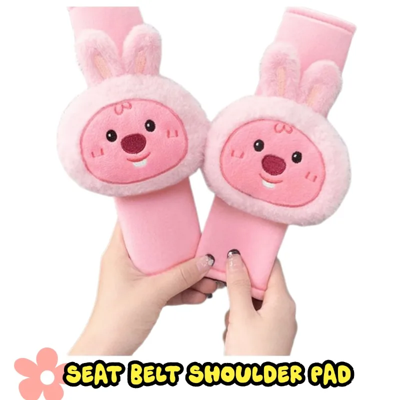 Loopy Beaver Car Seat Belt Cover Short Plush Auto Seatbelt Shoulder Pad Anti-Strangle Neck Protector Universal for All Seasons
