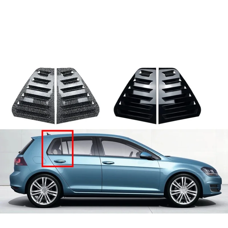 

For VW Golf MK7 MK7.5 2013-2019 Rear Louver Window Side Shutter Cover Trim Carbon Fiber Black Car Sticker Vent Scoop ABS