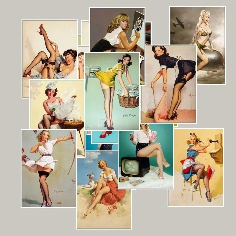 25Pcs / Pack World War II Pin-up Girls Stickers Sexy Girl Sticker for Laptop Luggage Refrigerator Skateboard