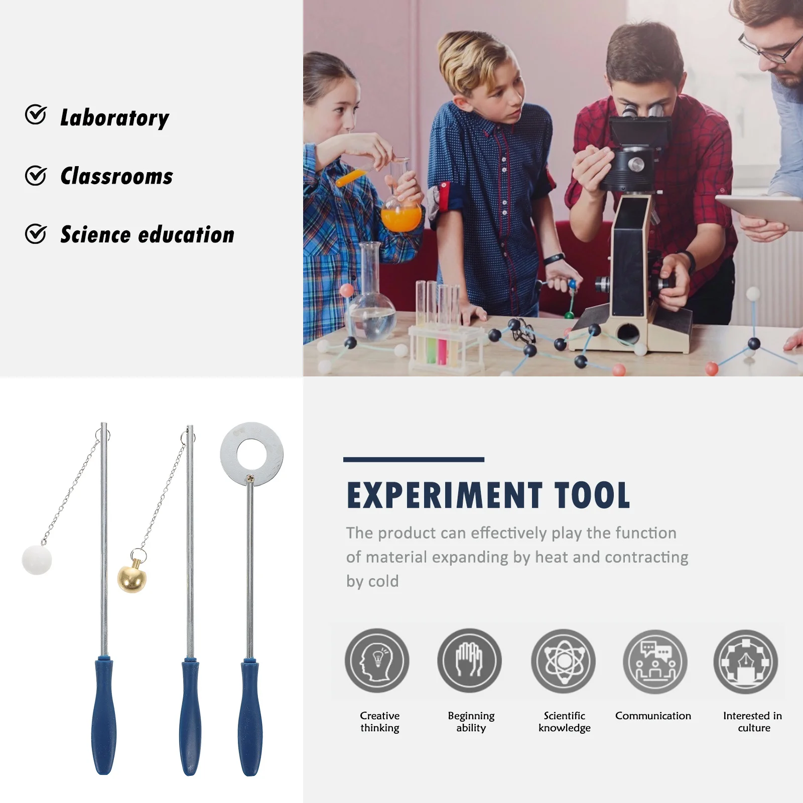 

1Set Thermal Expansion and Contraction Copper Ball Experiment Tool School Physical Teaching Aid Laboratory Supplies