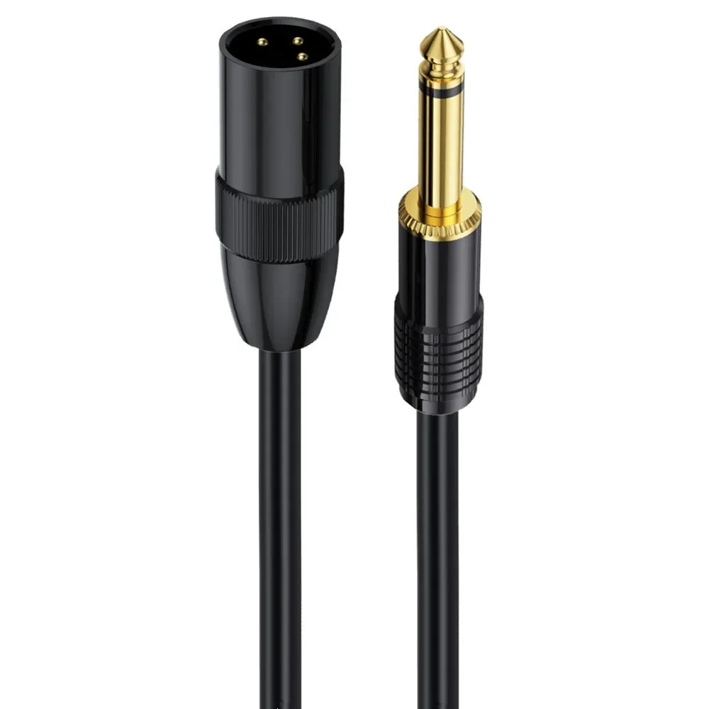 XLR Male to 1/4 Inch TS Cables XLR 3 Pin Male to Quarter inch 6.35mm TS Male Unbalanced Interconnect Wire Mic Cord