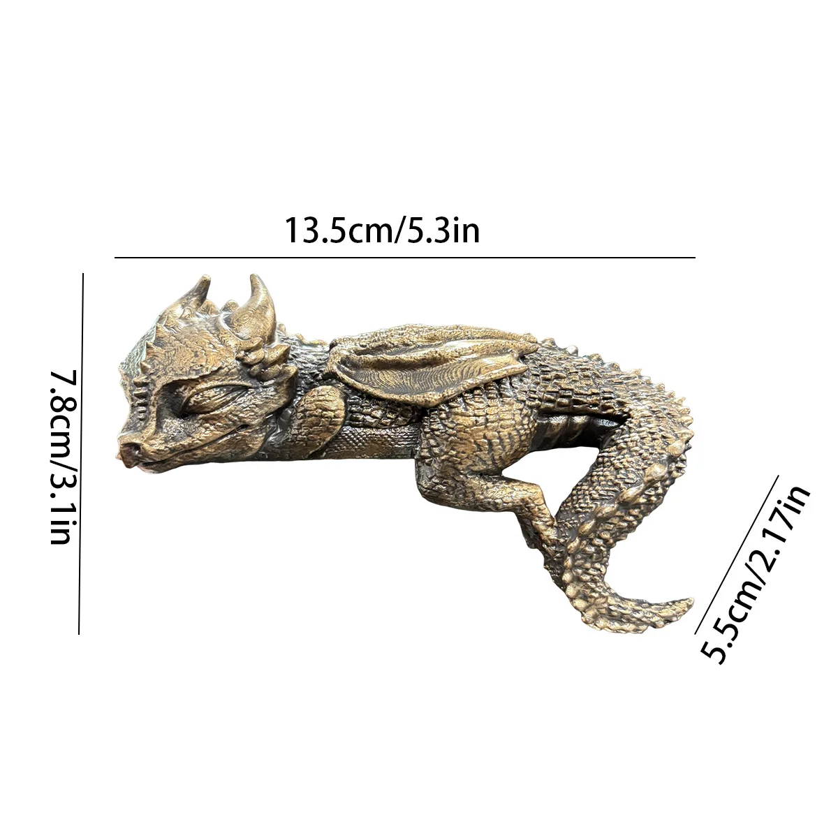 Dekorative Harzstatue eines schlafenden Drachen mit Flügeln, entworfen, um auf einer Kante zu liegen, geeignet für die Heimdekoration oder als Sammlerstück, ideal für die Innen-/Außendekoration in Wohnzimmern, Arbeitszimmern oder TV-Schränken. – Detail 6