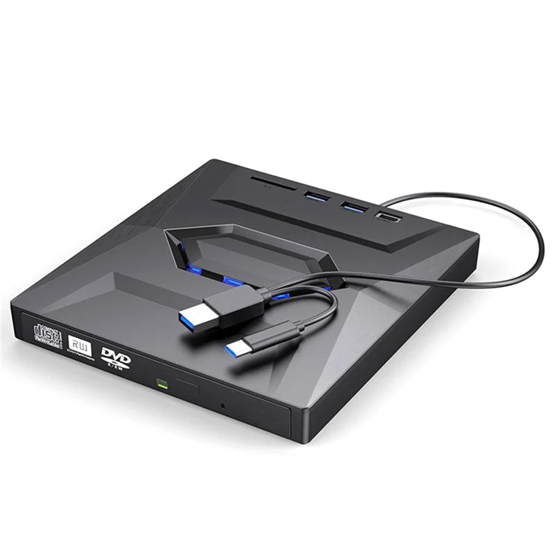 

[LXYA68Z!] Внешний многофункциональный мобильный привод USB 3.0 с скоростью чтения CD-ROM 24X, записью CD/DVD, поддержкой SD-карт и USB-накопителей, проигрыватель CD-RW