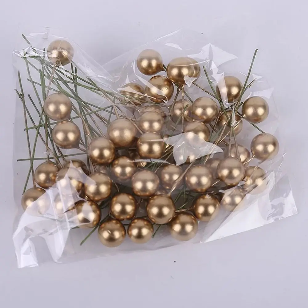 Mini Plástico Fake Fruit Berries, Pequena Flor De Pérola Artificial, Stamens Cherry, DIY Wedding Gift Box, Decorado Xmas Wreaths, 100Pcs