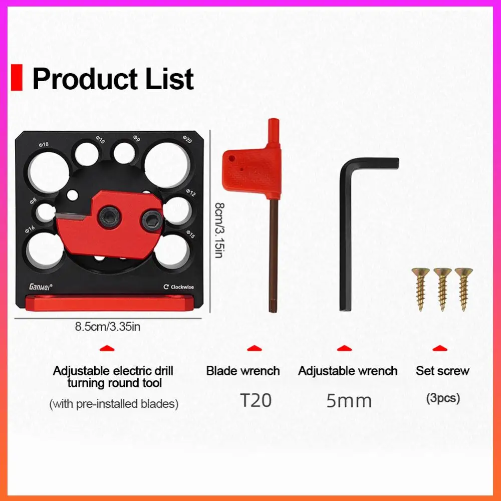 

Adjustable Round Rod Milling Cutter Metric 8mm-20mm Round Bar Round Tenon Making Tool with Carbide Blade Compact for Woodworking