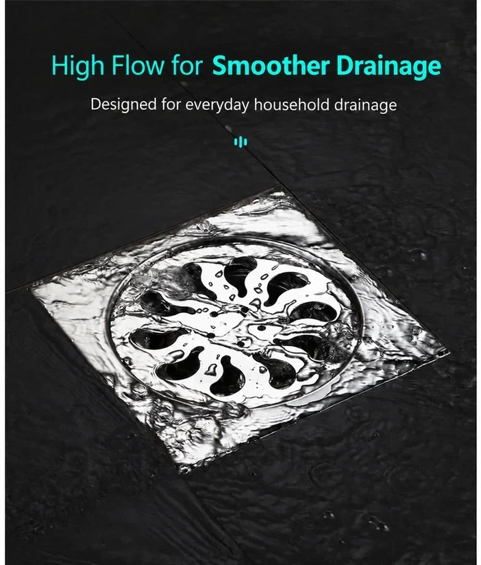 Stainless Steel Floor Drain DN50 DN75 DN110 Square Anti-Odor Drain for Bathroom Balcony Washing Machine Laundry