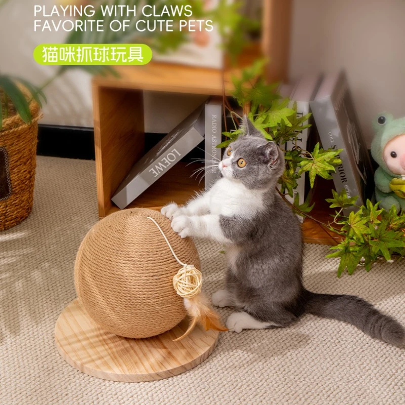 

Интерактивный сизалевый мячик-когтеточка для кошек, игрушка для чистки зубов котят, мячик-антикусачка для кошек со звуком, зоотовары