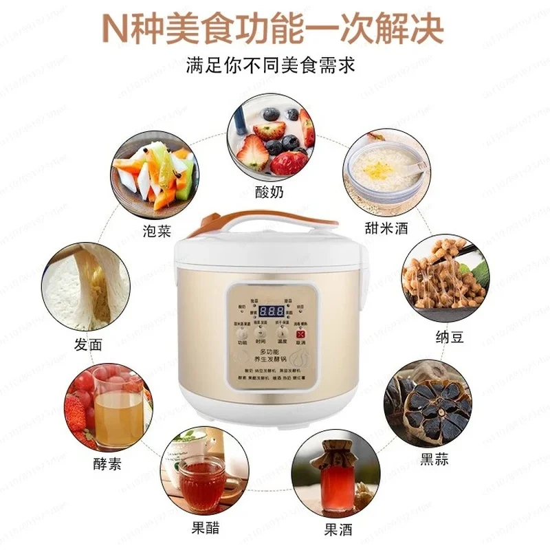 6L Intelligent Black Garlic Fermenter Power-Off Memory Automatic Enzyme Natto Wine Brewer Yogurt Maker Stainless Steel Container