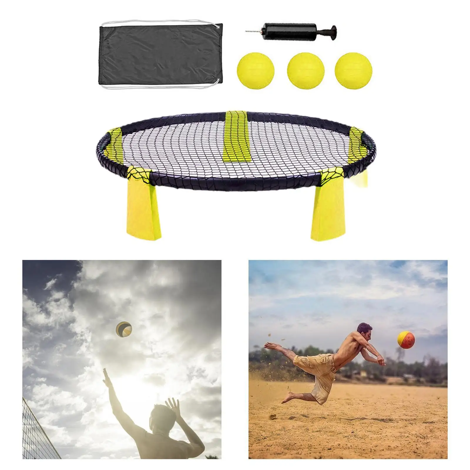 

Beach Volleyball Game Set Roundnet Game Set with Drawstring Bag Playing Net Round for Sport Lawn Backyard Indoor Outdoor Garden